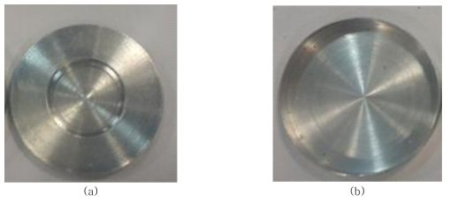 (a) Prepared disk with 60µm depth for TiO2 loading (b) Prepared Aluminum for disk coating