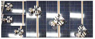 단일 흡착패드를 장착한 3차 세척로봇(Type III)의 태양광패널 간 간격 이동시험 결과: 이동주행 실패