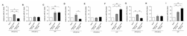 Expression of microRNA (miR)-21, -23a and -27a in cultured human corneal endothelial cells (HCECs) transfected with ribonuclease (RNase) 5 expression vector