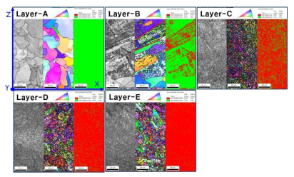 EBSD analysis for layers of FGM