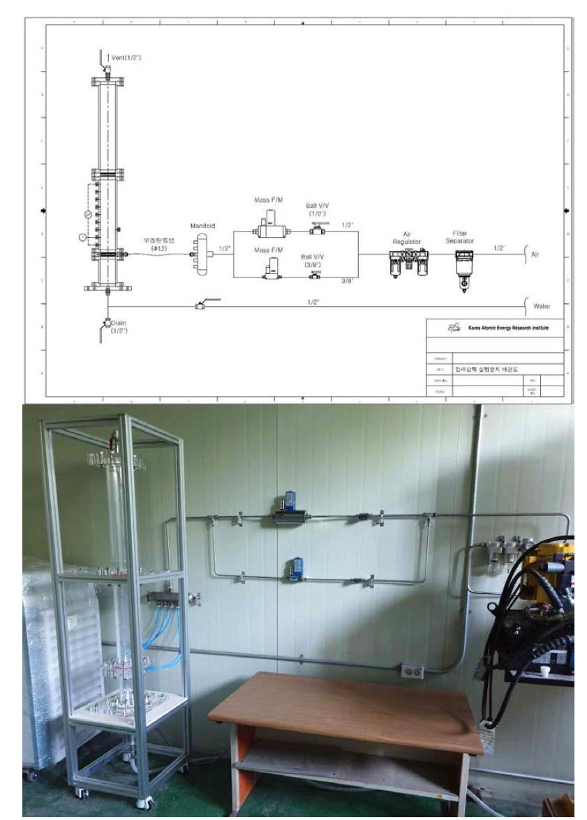 입자층내 압력강하장치 배관도 및 실물 사진