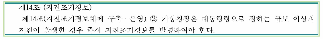 지진 • 지진해일 • 화산 관측 및 경보에 관한 법률 - 지진조기경보