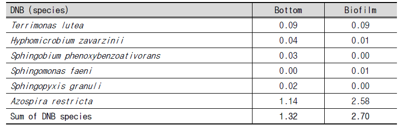 DNB cell counts as percent to the total number of bacteria in the MSBfR