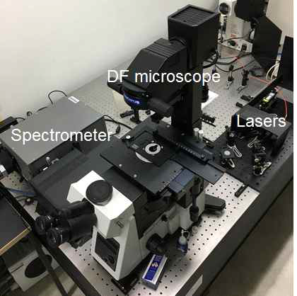 본 연구실에 설치된 암시야 현미경 기반 단일 나노입자 광산란 스펙트럼 측정 장비