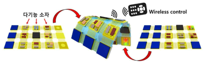 다기능 생체 기기, 광전발전소자, Wireless control, MCU(Micro-controller Unit) 등이 들어간 모식도