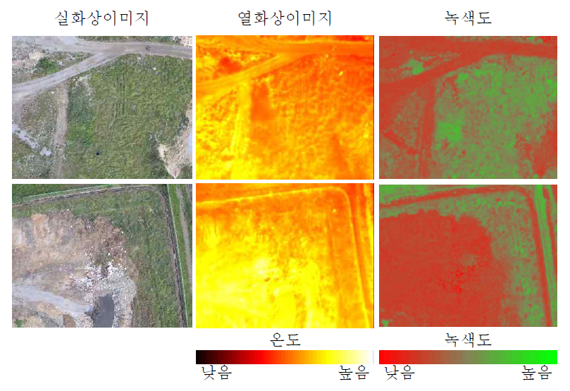 실화상이미지, 열화상이미지, 녹색도