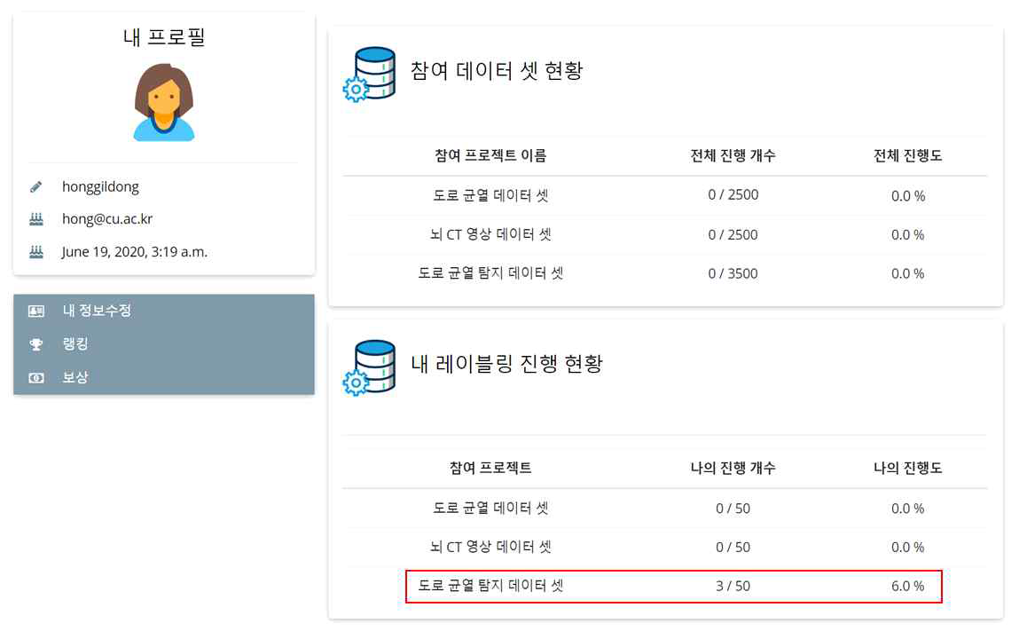 유저 참여 정보 출력