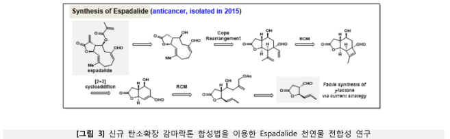 신규 탄소확장 감마락톤 합성법을 이용한 Espadalide 천연물 전합성 연구