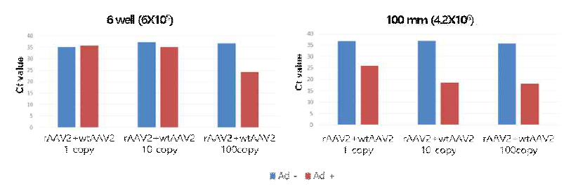 세포수에 따른 wtAAV2 검출범위 비교