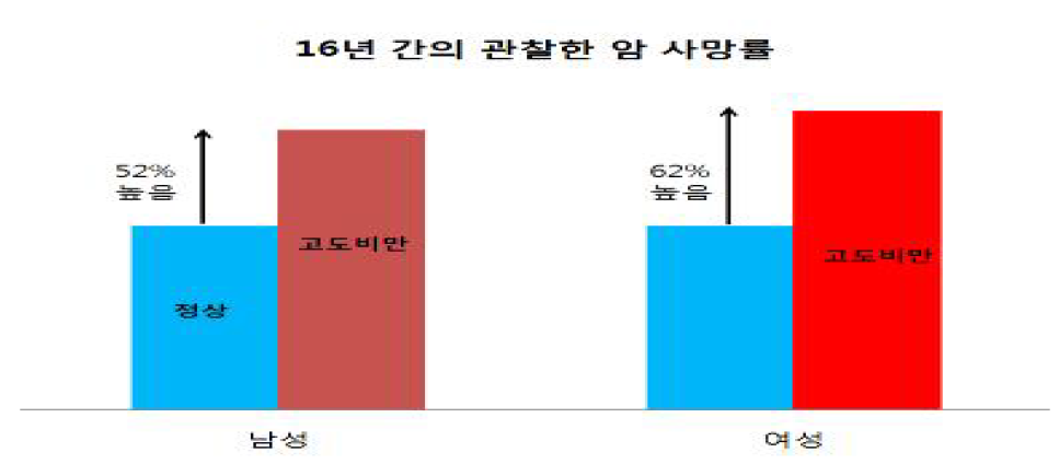 고도 비만에 따른 암 사망률 기여도