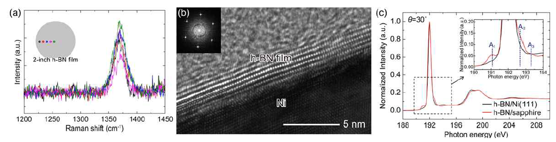 h-BN 필름의 구조적/화학적 특성 분석