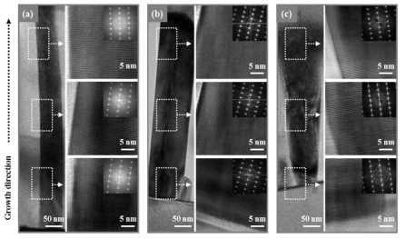 Cross-sectional TEM images mapped along the vertical direction of GaN NWs