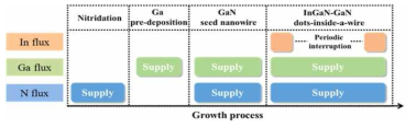 Growth process for an InGaN-GaN DinsW by periodically interrupting In supply