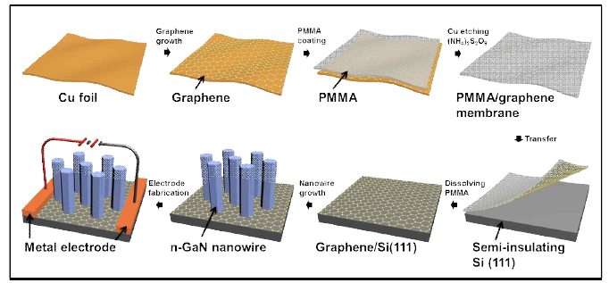 Fabrication sequence for Graphene-n-GaN NW hybrid structure