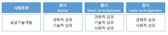 ICT기반원자력안전혁신기술개발사업 기간에 따른 성과지표 유형