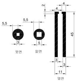 검출기 collimator 설계도(단위 : mm)