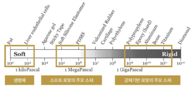 다양한 물질들의 탄성 계수