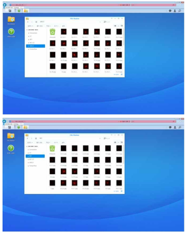 기존 PC에서 얻어진 영상들을 NAS에 전송시켜 데이터화 한 모습