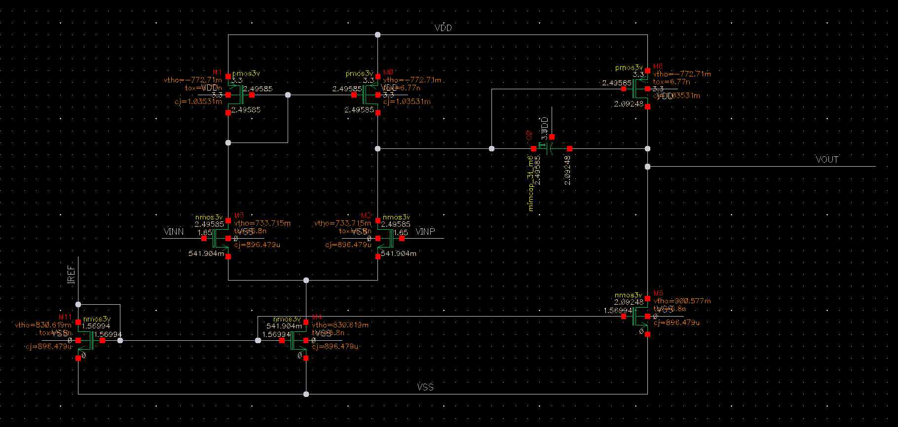 Regulated Cascode Transimpedance Amplifier 회로도