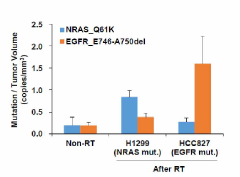 Increase of target-specific mutation in two-tumor model