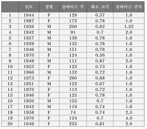 복부 장기 분할을 위한 복부 CT 실험데이터