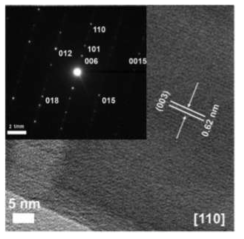 K0.54[Co0.5Mn0.5]O2의 500 cycle 이후 TEM 이미지