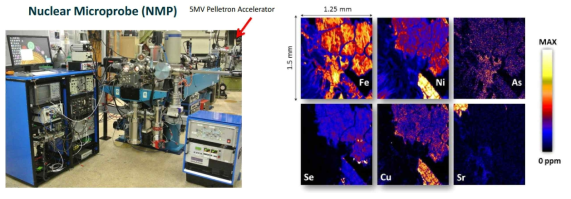 호주의 CSIRO의 Nucelar MicroProbe (PIXE)와 2차원 광물 분포 분석 결과