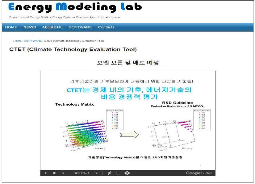 CTET 배포를 위한 웹 플랫폼 출처: 아주대학교 에너지모형 연구실, http://eml.ajou.ac.kr/eml/?page_id=980&csrfpId=6B-AoTHf7_DM8-ZzNFbyDYPwWyXt1Bm0bcyAJWMhkuH9wYKyY5YnxEiChAYUHdV0ykUlCFeAv0=