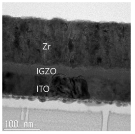 열계면산화 없이 양극계면산화 한 Zr/IGZO의 계면의 HR-TEM image