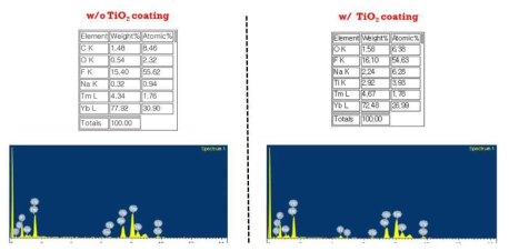TiO2 coating 여부에 따른 EDX 분석