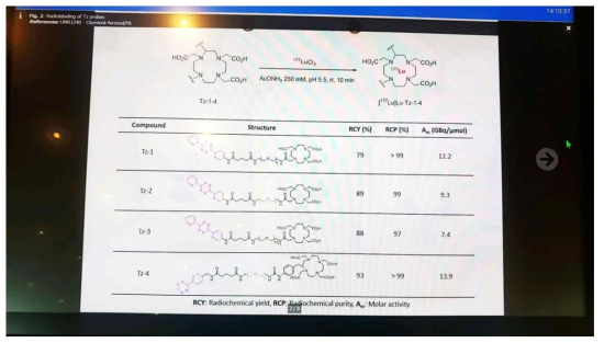 2019년 유럽핵의학회에서 포스터발표된 177Lu-표지된 테트라진 Radioligand