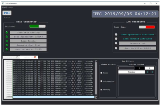 기상탑재체 별선택 및 LMC 소프트웨어 GUI 화면 구성