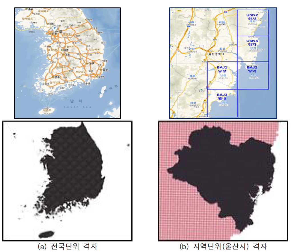 격자의 구분(지역단위/전국단위)