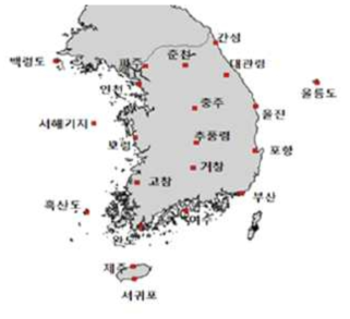 기상청 낙뢰관측지점 (기상청, 2017)