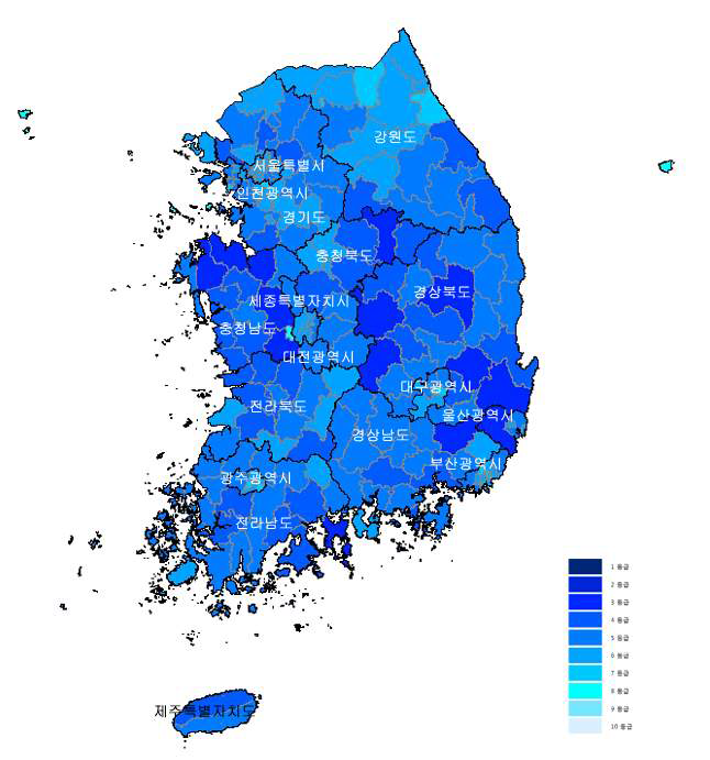 환경오염(화학사고)의 지역특성 분석결과