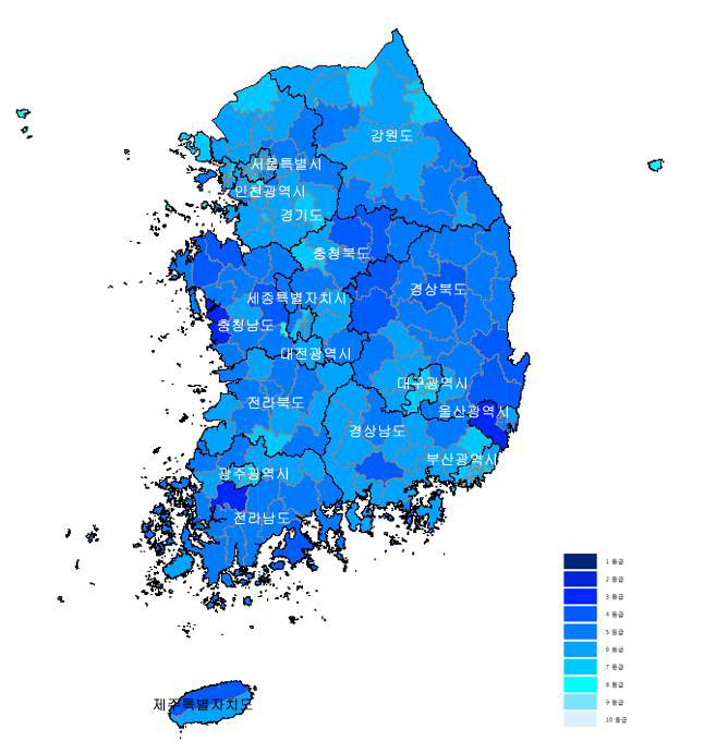 정보통신사고의 지역특성 분석결과