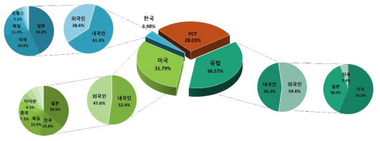 주요 시장국 내/외국인 특허출원 현황