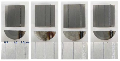 A6013-3Si-xTiC(x=0, 0.1, 0.5 및 0.9 wt.%)합금 분말 성형체의 레이저 출력별 조사 시험