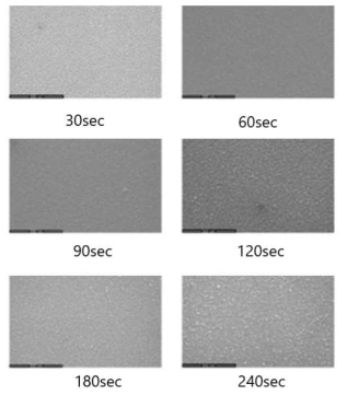 경화시간에 따른 전도성 폴리머 박막의 표면 SEM 사진