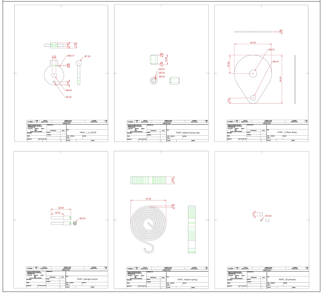 스파이럴스프링 및 슬롯구조 부품 세부도면