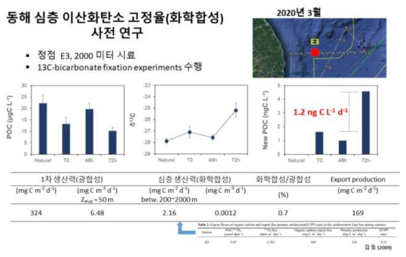 동해의 2000 m 수심에서 얻어진 화학합성 연구 결과의 요약