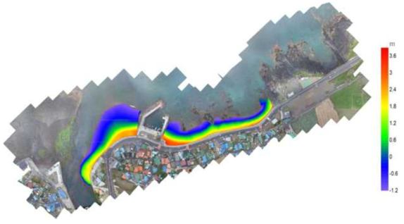 제주 알작지 해변의 해면고도(최저저조면 기준)