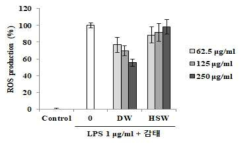 RAW264.7세포에서 감태 발효물의 ROS 생성량
