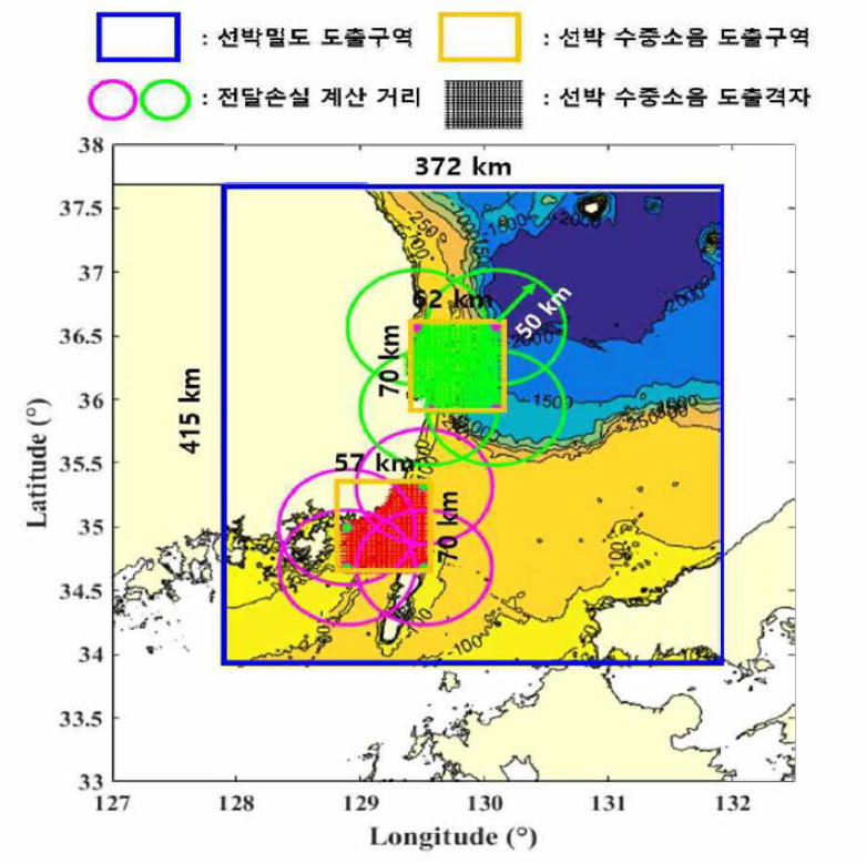 선박 수중소음 도출 구역 선정 및 격자 크기