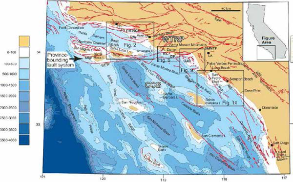 캘리포니아 해안의 활성단층 (Fisher et al.，2009)