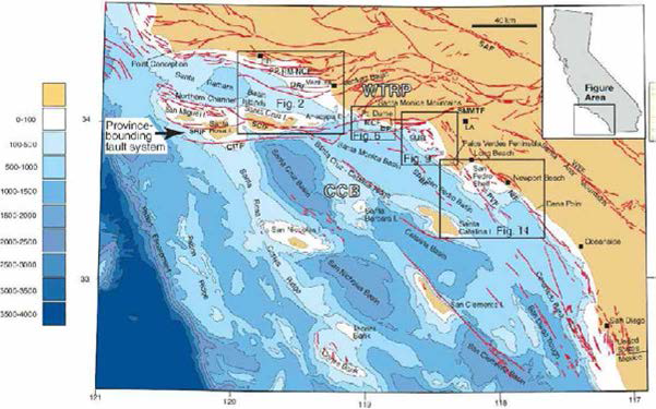 캘리포니아 해안의 활성단층 (Fisher et al.，2009)