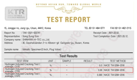 KTR HIC Test 결과