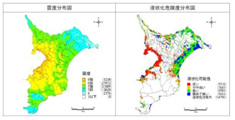 일본 도쿄도의 액상화 예측도