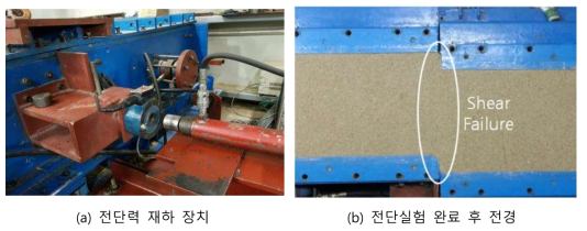 전단력 재하장치 및 전단실험 종료후 전경