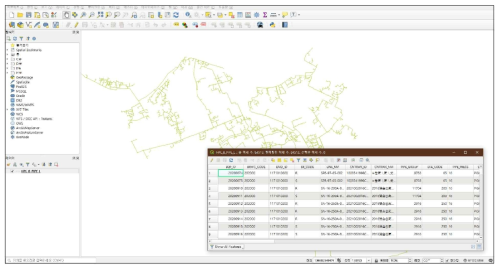 GIS기반 배관 위치정보 및 속성정보 확인